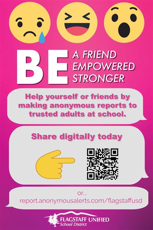 Anonymous alerts poster with QR code. Anonymous alerts poster with QR code.